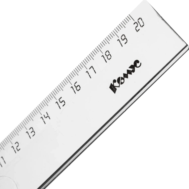 Линейка 20см Комус 4 шт/уп прозрачная