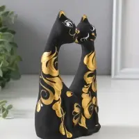 Фигурка керамика &laquo;Коты влюбленные&raquo;, чёрные, 5&times;10&times;17 см