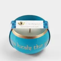 Свеча в чаше Yoga heal the soul, 200 г, 8.5&times;7 см, соевый воск, голубая