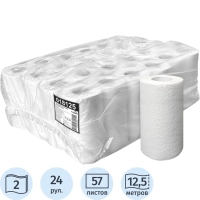 Полотенца бумажные 2сл белые вторичная целлюлоза 12,5м 24рул/уп Спб