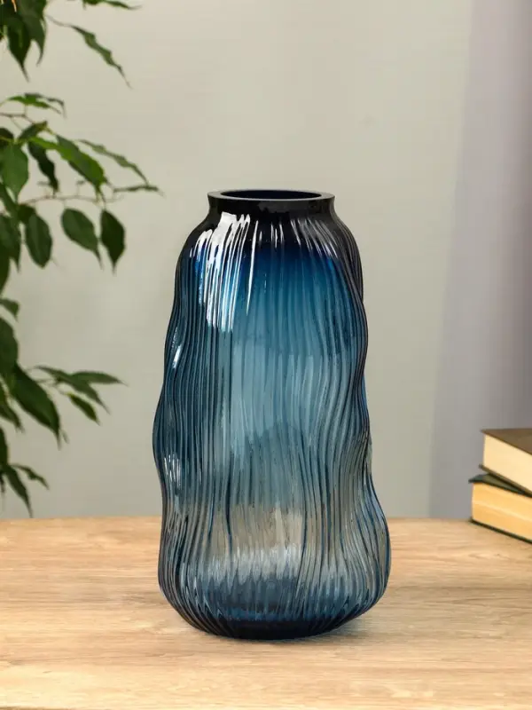 Ваза стекло настольная  Ваза стекло настольная "Ванесса" линии, 29,5х15 см, синий