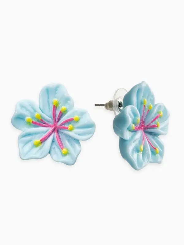 Серьги гвоздики &laquo;Цветок Лилии&raquo;, голубые