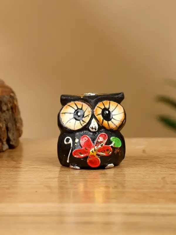 Набор сувенирный "Совята" дерево H 4, 3, 2 см, цв. чёрный