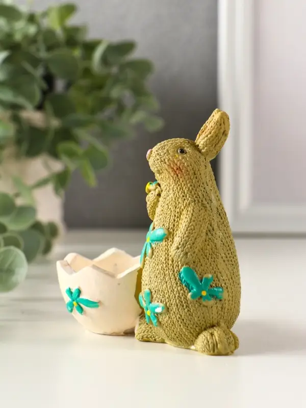 Сувенир полистоун подставка  Сувенир полистоун подставка "Зайчики пасхальные" набор 2 шт 5,3х10х10 см