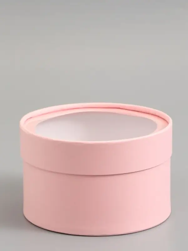 Подарочная коробка розовая, завальцованная с окном, 16 х 11 см