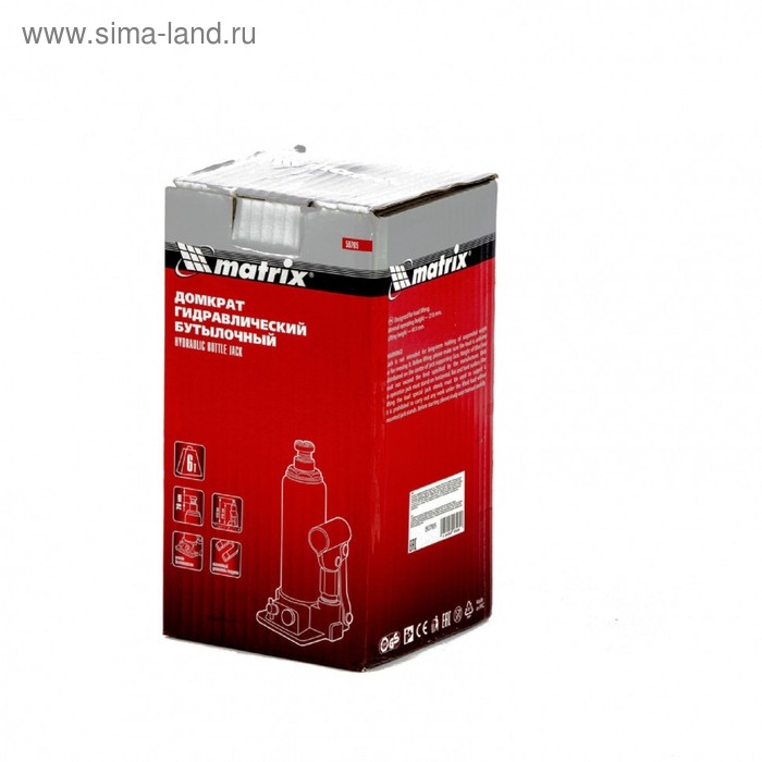 Домкрат гидравлический MATRIX 50765, бутылочный, 6 т, высота подъема 216-413 мм Домкрат гидравлический MATRIX 50765, бутылочный, 6 т, высота подъема 216-413 мм