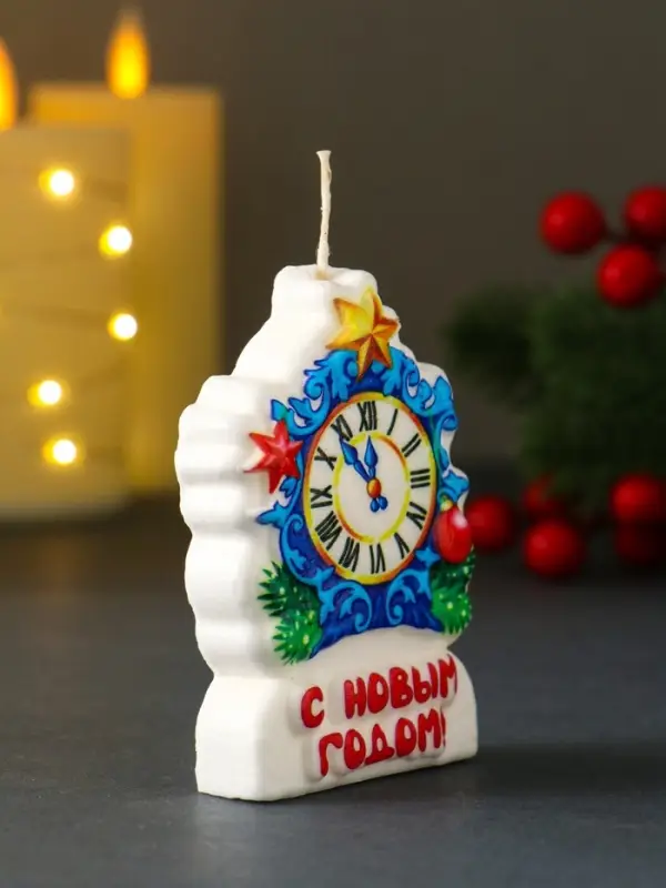Свеча новогодняя "Куранты. Барельеф" 5,4х1,7х8 см