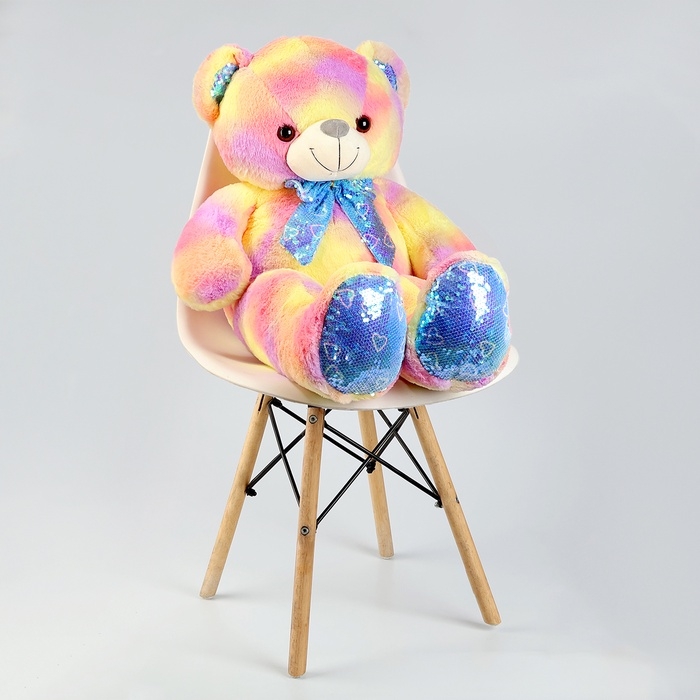 Мягкая игрушка «Мишка», с паетками, 80 см, цвет жёлтый