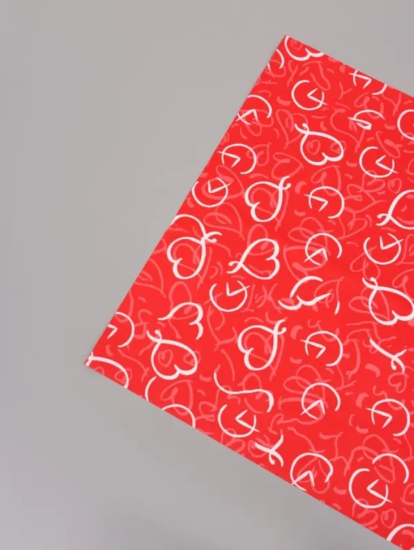 Пленка для цветов, &laquo;Сердца&raquo;, красная, 57&times;57 см