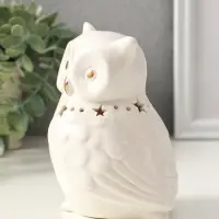 Сувенир керамика свет "Филин с ожерельем из звёзд" белый 9х6,5х13 см