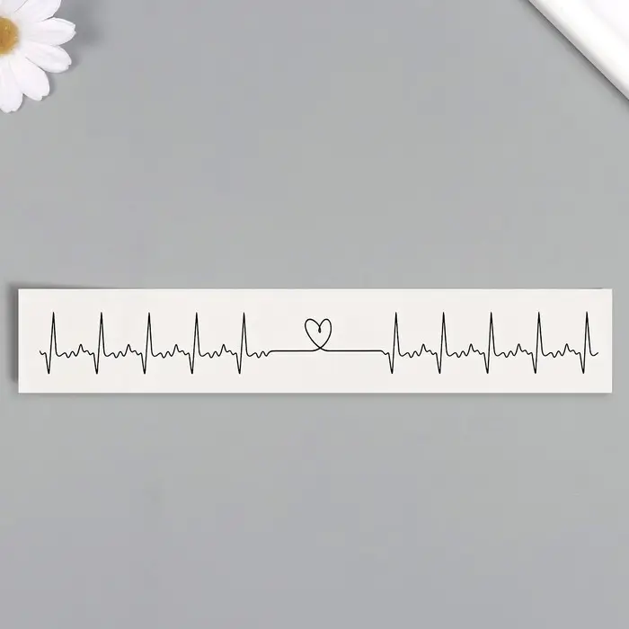 Переводная тату на тело чёрная «Браслет. Сердцебиение», 20×3 см