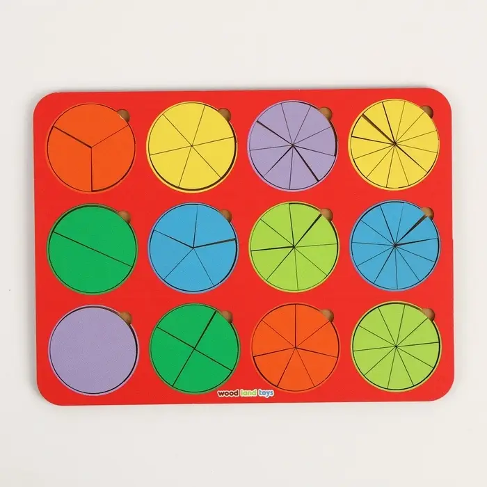 Рамка - вкладыш WoodLand Toys &laquo;Круги&raquo;, дроби, 12 шт., 1 уровень, МИКС