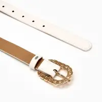 Ремень жен 04-01-01-01, Июнь2503, 2,5*0,3*110 см, без винта, пряж золото, 1 прокол, белый Ремень жен 04-01-01-01, Июнь2503, 2,5*0,3*110 см, без винта, пряж золото, 1 прокол, белый