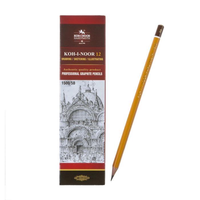 Карандаш чернографитный 2.5 мм, Koh-I-Noor 1500 5B, профессиональный, L=175 мм Карандаш чернографитный 2.5 мм, Koh-I-Noor 1500 5B, профессиональный, L=175 мм