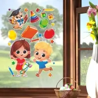 Наклейки витражные &laquo;Выпускной в детском саду&raquo;, 33&times;50.5 см