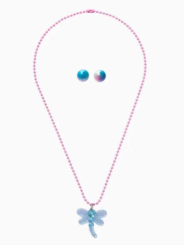 Набор детских украшений &laquo;Выбражулька. Стрекоза&raquo;, 2 предмета: кулон, пусеты, голубой