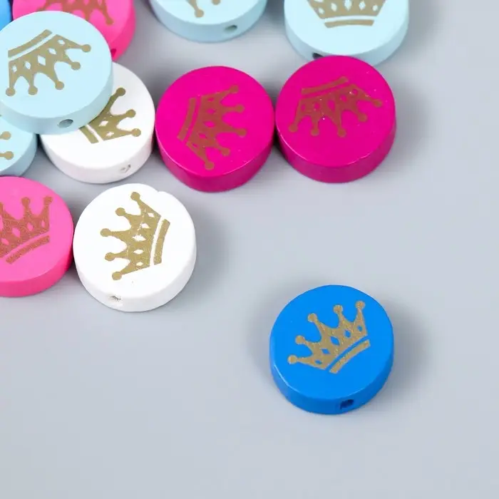 Бусины для творчества дерево "Короны" набор 20 шт МИКС 0,5х2х2 см