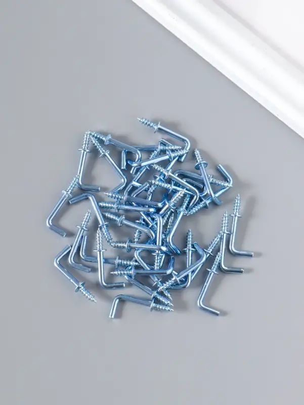 Крючок металл, набор 40 шт., серебро, 2.5&times;0.5 см, МИКС