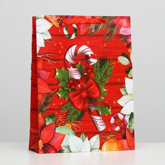 Пакет ламинированный "Рождественский леденец" 32 х 42 х 12