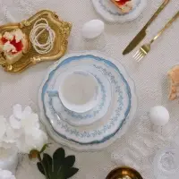 Тарелка WY Royal blue, d=20 см, фарфор, белая