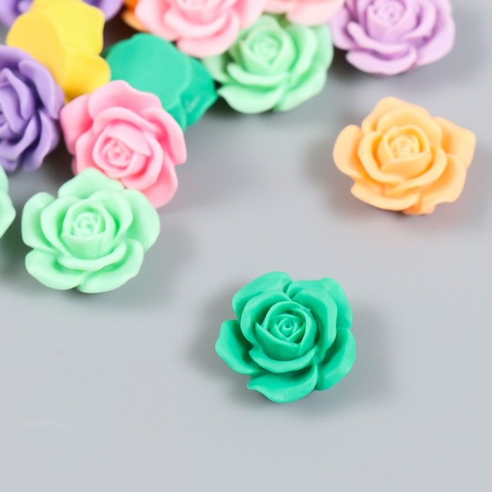 Декор для творчества пластик Декор для творчества пластик "Разноцветные розочки" набор 20 шт 1,8х1,8х1,8 см