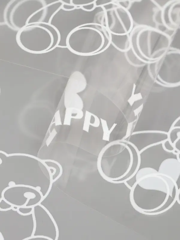 Плёнка для цветов &laquo;Мишки&raquo;, прозрачная/белая, 0.7&times;7.6 м, 40 мкм, 200 г