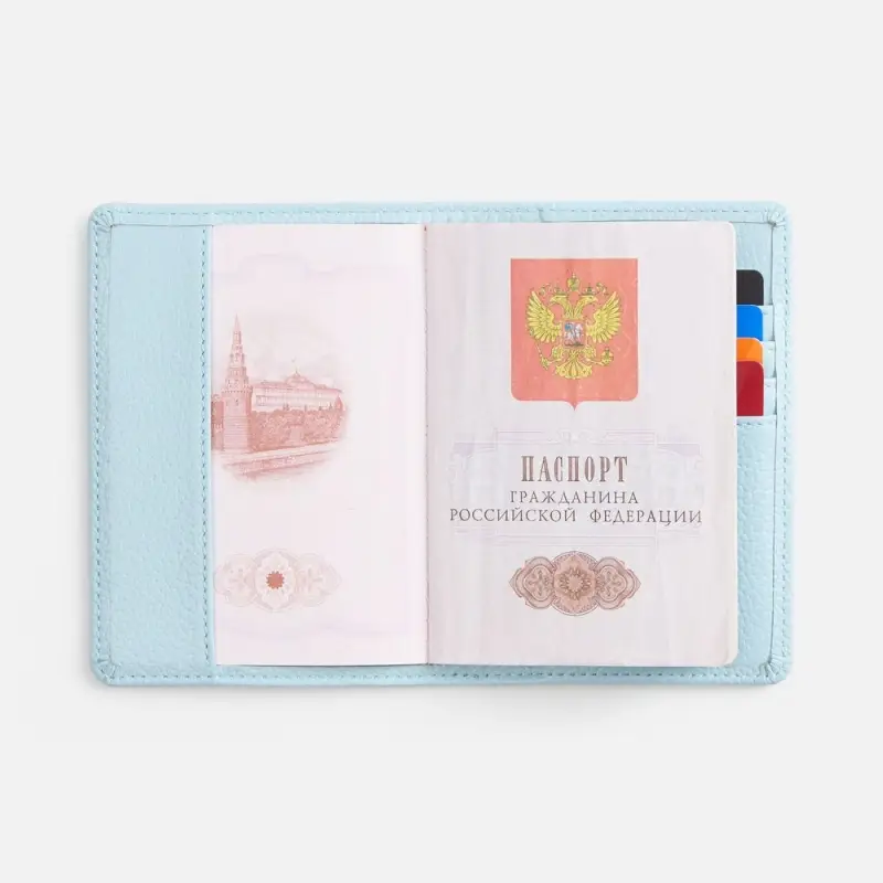 Обложка для паспорта Unison, голубая Обложка для паспорта Unison, голубая