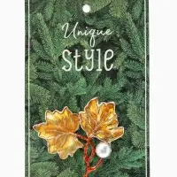 Брошь &laquo;Листья кленовые&raquo;, цветная в золоте