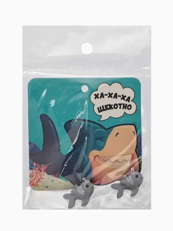 Серьги из полимерной глины &laquo;Акула&raquo;, серые