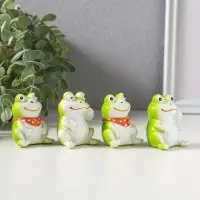 Сувенир полистоун "Зелёные лягушата" набор 4 шт 3х4х5 см