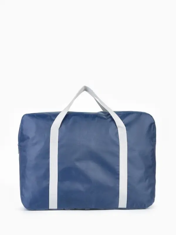 Сумка дорожная на молнии, наружный карман, держатель для чемодана, синяя