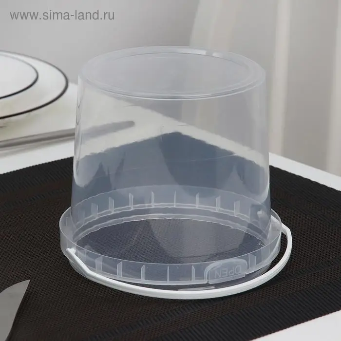 Ведро с ручкой одноразовое, пластик, 1 л, пищевое, прозрачное