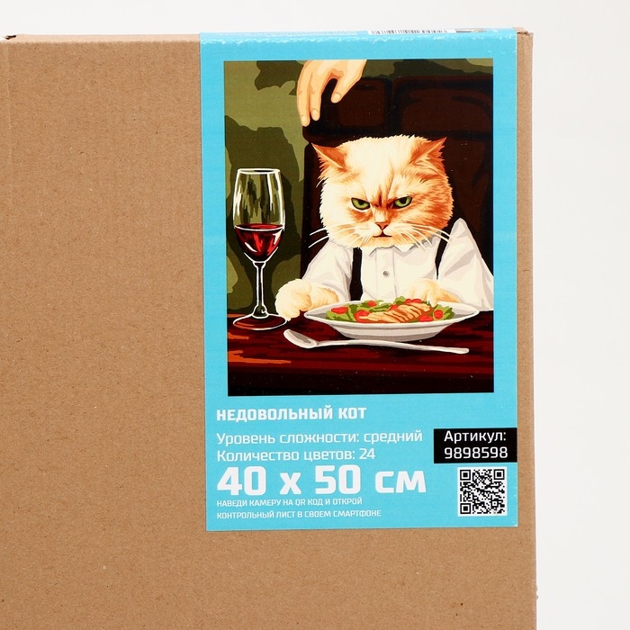 Картина по номерам на холсте с подрамником  Картина по номерам на холсте с подрамником "Недовольный кот" 40*50 см