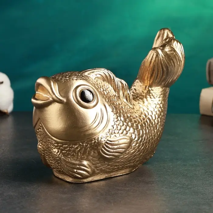 Копилка для денег &laquo;Рыбка&raquo;, гипс, золотая, 20&times;12&times;15 см
