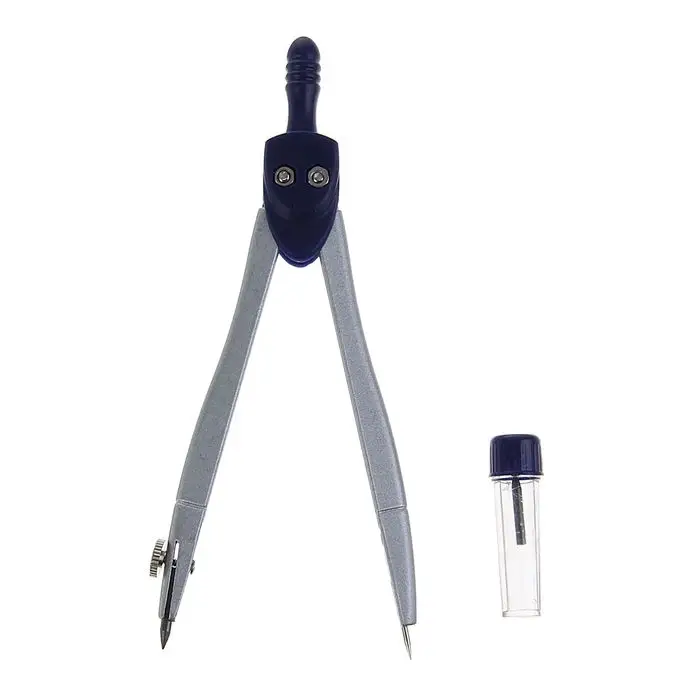 Циркуль металлический Calligrata, 120 мм, с запасными грифелями, в пластиковом пенале