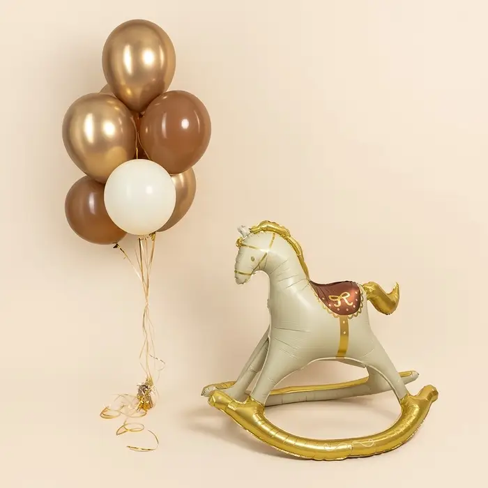 Воздушный шар фольгированный 43 Воздушный шар фольгированный 43" "Лошадка-качалка", золото, кремовый, под воздух