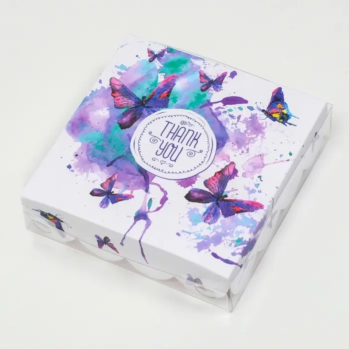 Коробка для печенья, «Акварельные бабочки», 12×12×3 см Коробка для печенья, «Акварельные бабочки», 12×12×3 см