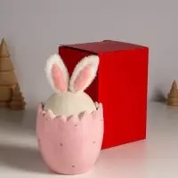 Сувенир керамика, текстиль "Зайчик в яйце" розовый 9х9х15,5 см Сувенир керамика, текстиль "Зайчик в яйце" розовый 9х9х15,5 см