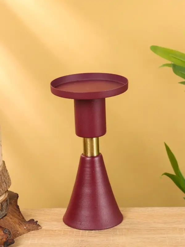 Подсвечник на 1 свечу текстурный "Баклажановый" 10,5х10,5х19,5 см