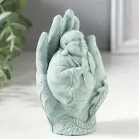 Сувенир полистоун "Хотей и рука с драконом" зелёный 6,5х7х12,5 см