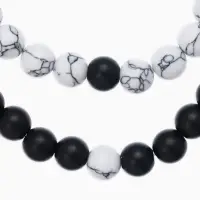 Набор браслетов 2 шт. шар №8 &laquo;Агат&raquo;, чёрно-белый