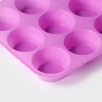 Форма для выпечки Доляна &laquo;Круг&raquo;, силикон, 29&times;22&times;3 см, 12 ячеек, d=6.5 см, розовая
