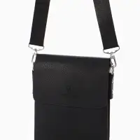 Сумка планшет муж, 19*2*23, 2 отд на молнии,  н/карм, длин рег ремень, черный