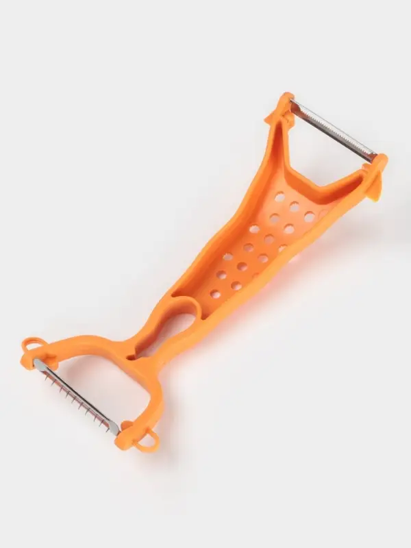 Овощечистка Доляна &laquo;Горох&raquo;, двухсторонняя, 16 см, оранжевая