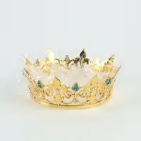 Топпер для торта &laquo;Корона&raquo; 15&times;5.2 см, золотая с зелёными стразами