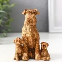 Фигурка гипс &laquo;Терьер с щенками&raquo;, 10&times;7&times;7.5 см, под бронзу