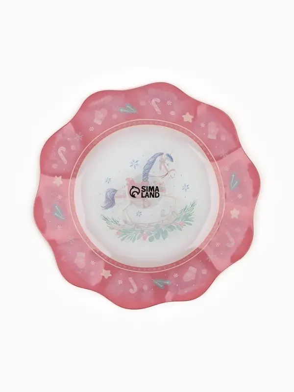 Тарелка плоская новогодняя &laquo;Игрушки&raquo;, d=23 см, стекло