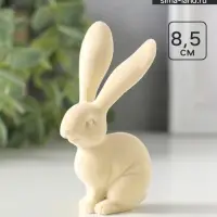 Фигурка полистоун, флок &laquo;Белый заяц&raquo;, 3&times;4.5&times;8.5 см