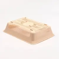 Туалет для кошек, 36&times;25&times;9 см, глубокий, с сеткой, пластик, бирюзовый, бежевый