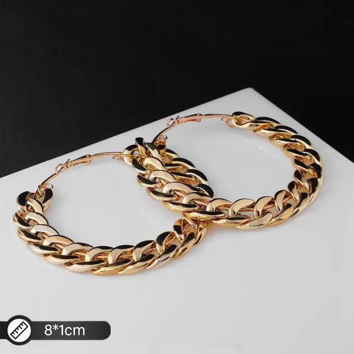 Серьги-кольца «Цепь», d=8 см, цвет золото Серьги-кольца «Цепь», d=8 см, цвет золото